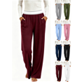 thumbnail image 1 of Liuinsasek Womens Casual Lounge Long Pants Fashion Solid Color Lightweight Pajama Pants Elastic Waist with Pockets Wide Leg Yoga Pants, 1 of 10