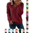 thumbnail image 1 of Liuinsasek Womens Fuzzy Sweater Fashion Casual V-Neck Oversized Long Sleeve Soft Fluffy Knit Pullover Top for Fall/Winter Lounge Outfits, 1 of 9