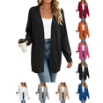 thumbnail image 1 of Liuinsasek Womens Knit Cardigan Sweater Fashion Casual Solid Color Long Length Long Sleeve Top Outerwear Cozy and Soft with Pocket for Fall/Winter Outfits, 1 of 9