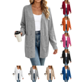 thumbnail image 1 of Liuinsasek Womens Knit Cardigan Sweater Fashion Casual Solid Color Long Length Long Sleeve Top Outerwear Cozy and Soft with Pocket for Fall/Winter Outfits, 1 of 9