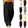 thumbnail image 1 of Liuinsasek Womens Plus Size Sweatpants Casual Loose-fitting Pants High-waisted Wide-leg Fleece-Lined Sweatpants Solid Color Drawstring Elastic Waistband with Pockets, 1 of 9