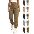 thumbnail image 1 of Liuinsasek Womens Tapered Cargo Pants with Drawstring Elastic Waistband and Pockets Jogger Pants Lightweight Comfortable for Athletic Running Travel, 1 of 7