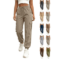 thumbnail image 1 of Liuinsasek Womens Tapered Cargo Pants with Drawstring Elastic Waistband and Pockets Jogger Pants Lightweight Comfortable for Athletic Running Travel, 1 of 7
