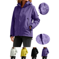 thumbnail image 1 of Liuinsasek Womens Waterproof Raincoat Long-Sleeve Solid Color Zipper Hooded Windbreaker Large Pocket for Outdoor Sports, 1 of 10