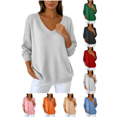 thumbnail image 1 of Liuinsasek Womens Winter V Neck Knitted Sweater Fashion Casual Basic Solid Lightweight Soft Basic Casual Pullover Top for Spring Fall Winter, 1 of 10