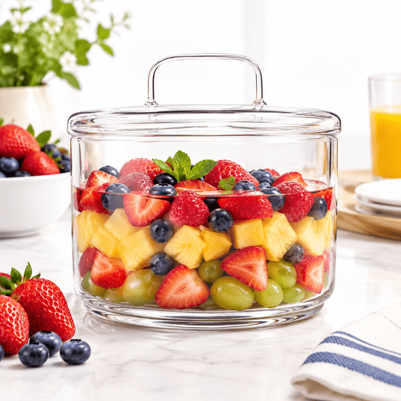 Household Glass Bowl Apothecary Jars Fruit and Trifle Clear Salad with Lid Snack Storage Container Small Food Simple Trifle Bowl