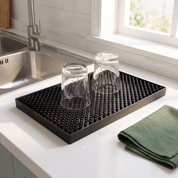 Liujiale Rubber Bar Mat Spill & Drip Mat for Bartending, Coffee Bar & Kitchen Countertop, Thick Durable Counter Protector & Drying Mat