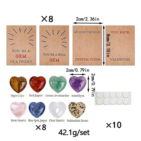 Liukekj Valentines Kit with Heart Shape Stones and Greeting Cards Set for Mom Birthday and Valentines