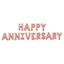 Liukekj 16 Inch Happy Anniversary Balloons Set, Rose Gold Aluminum Foil Letters for Wedding Party Decoration
