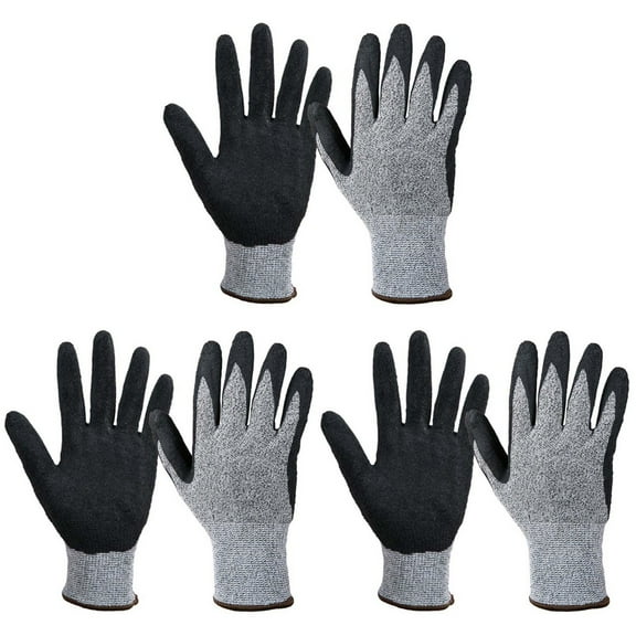 Liukekj 3 Pairs Cut Resistant Gloves Level 5 Safety Garden Work Gloves for Cutting Mandolin Slicing Wood Carving and Gardening Size