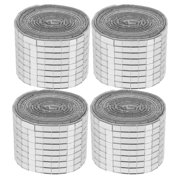 Liukekj 4 Rolls Mosaic Tiles Clear Square Flat Back Tiles Adhesive Mosaic Tile for Craft DIY Supplies