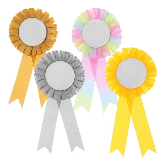Liukekj 4pcs Blank Award Ribbon Prize Ribbon 1st Place Rosette Ribbon Award Medal Winner Victory Ribbon Recognition Participation Ribbon