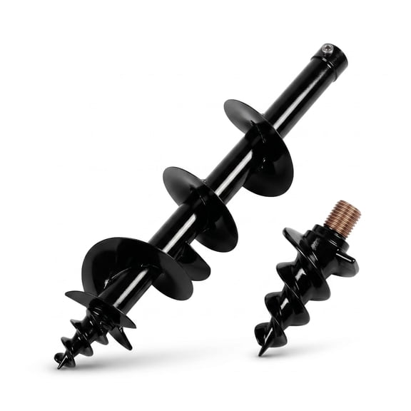 LiuliTrading Alloy Steel Black 8in Quick Disconnect Auger, Anti Corrosion Fence Post Auger Landscape Drill With Hardened Tip for Fence Building & Yard Projects