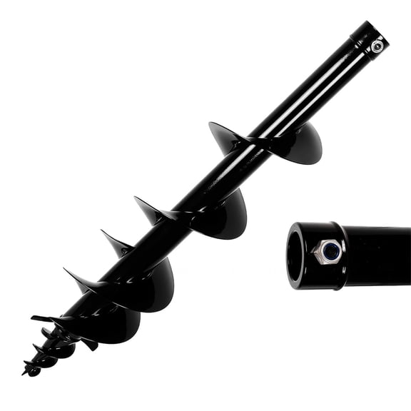 LiuliTrading Alloy Steel Black 8in Quick Mount Auger Drill Bit, Heavy Duty Wear Resistant Post Hole Auger Excavator Attachment for Farm Ranch & Construction Digging