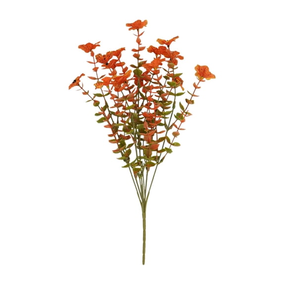 Liulin 1 Bundle Artificial Mums for Outdoors, UV Resistant Fake Mums Faux Plants, Realistic Faux Mums No Fade Fall Flowers for Home Garden Patio Porch Window Box Thanksgiving Decor, 13.8", Orange