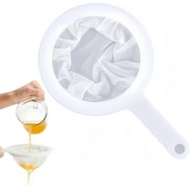 Liulin 1Pc 80 Mesh Ultra Fine Nylon Mesh Strainer, Reusable Food Grade Filter Spoon with Non-Slip Handle, Durable Plastic Sieve for Filtering Coffee Juice Nut Milk Honey Wine Tea Soy Milk, White