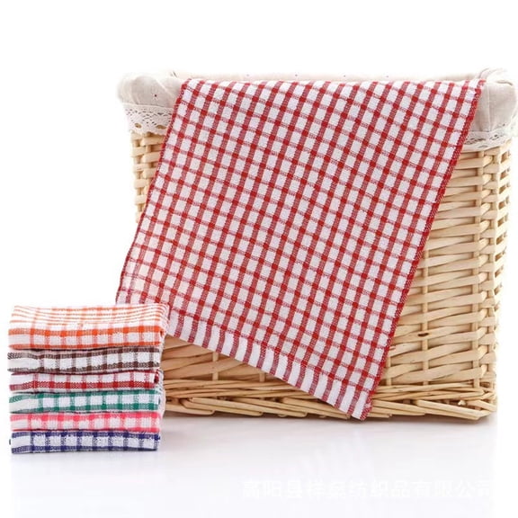 Liulin 1Pc Kitchen Dish Towels, 100% Cotton Soft Absorbent Quick Drying Kitchen Towels, Reusable Dish Cloths for Washing Dishes, Dish Rags for Drying Dishes, Kitchen Essentials, 25.2" x 16.5", Red
