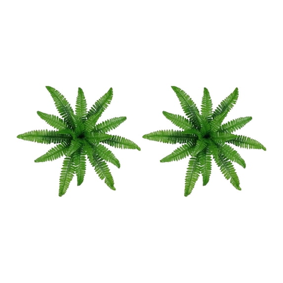 Liulin 2Pcs Artificial Ferns for Outdoors, Artificial Boston Fern Bush with 15 Fronds, Realistic Fake Ferns for Home Garden Porch Decor, Faux Ferns for Outdoor Planter, Ferns Artificial Plants, 19.7"