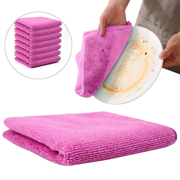 Liulin 5Pcs Microfiber Cleaning Cloth, Soft Absorbent Cleaning Rags for Housekeeping, Reusable Cleaning Towels for Car, Kitchen, Bathroom and Window, Cleaning Supplies, 11.8" x 11.8", Dark Purple