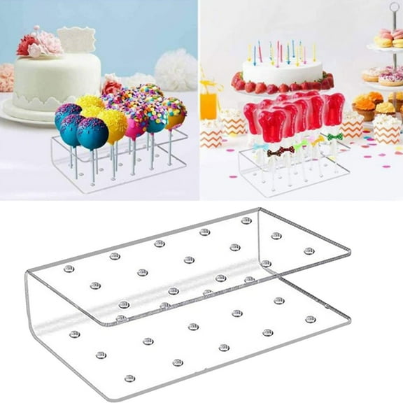 Liulin Cake Pop Stand, 15 Holes Clear Acrylic Lollipop Holder, Cake Pop Display Stand for Wedding Baby Shower Birthday Party Anniversary Holiday Candy Decorative, Cake Pop Holder, 6.2" x 3.5" x 1.5"
