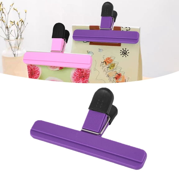 Liulin Chip Bag Clips, Plastic Food Clips with Heavy Duty Tight Seal Grip, Large Bag Clips for Food Storage, Snack Clips for Chips and Other Food Bags, Kitchen Clips, 6.1", Purple