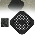 thumbnail image 1 of Liulin Drain Hair Catcher, Square Silicone Shower Drain Cover, Hair Stopper for Bathtub Drain, Sink Stopper for Kitchen and Bathroom, Sink Drain Strainer, Easy to Install and Clean, 5.5", Black, 1 of 9
