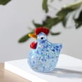 thumbnail image 1 of Liulin Mini Glass Chicken Figurine, Hand Blown Art Glass Rooster Collectible Figurines, Funny Animal Statues for Thanksgiving Home Kitchen Office Farmhouse Tabletop Decor, 2.2", Blue, 1 of 9
