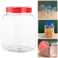 thumbnail image 1 of Liulin Plastic Jars with Lids, Refillable Clear Candy Jar, Screw Top Food Storage Containers for Snacks, Nuts, Cookies and Grains, Easy Grip Wide Mouth Canisters, BPA-Free, Red, 1 of 4