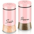 thumbnail image 1 of Liulin Salt and Pepper Shakers, Glass Salt Pepper Shaker Set with Transparent Bottom, Salt and Pepper Shakers Set for Home and Restaurant, Kitchen Decor, 5 oz, Pink, 1 of 7