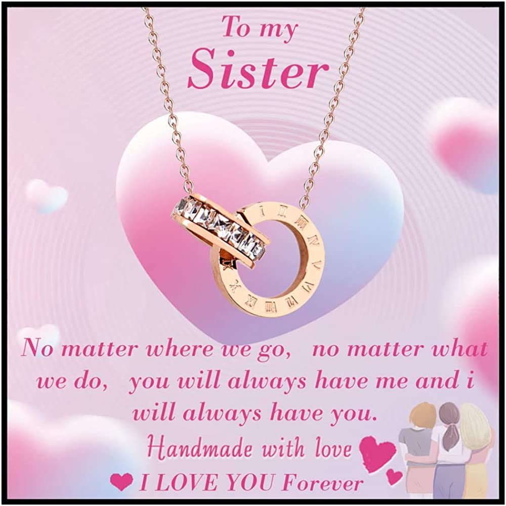 Liulin Sisters Gifts from Sister Double Circle Necklace Sister