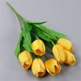 thumbnail image 1 of Liulin Tulips Artificial Flowers, 7 Heads Real Touch PU Fake Flowers Faux Tulips, Realistic Fake Tulips for Spring Easter Mother's Day Home Kitchen Office Wedding Party Decorations, 14.6", Yellow, 1 of 7
