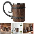 thumbnail image 1 of Liulin Wooden Barrel Beer Mug, Large Viking Cup Beer Stein with Handle, Stainless Steel Double Wall Tankard Cup for Home Restaurant, Antique Gifts for Men, Vintage Bar Accessories, 18oz, 1 of 8