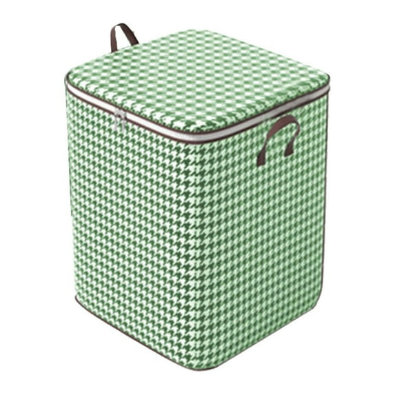 Liushuuu Tidy & Co Storage Bins Green Houndstooth Storage Bag Large Capacity Folding Clothes Portable Wardrobe Sorting Clothes Storage Box With Reinforced Handle Zipper For Home