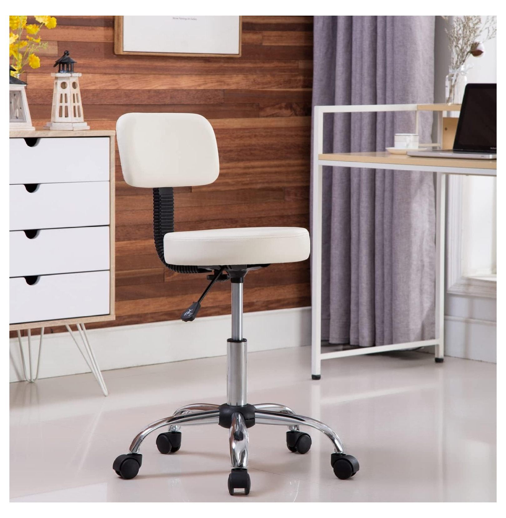 Liuyao Adjustable Work/Office Stool with Wheels, Garage Shop Stools