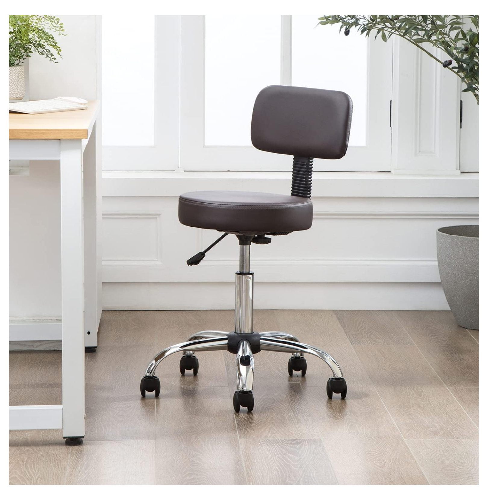 Liuyao Adjustable Work/Office Stool with Wheels, Garage Shop Stools
