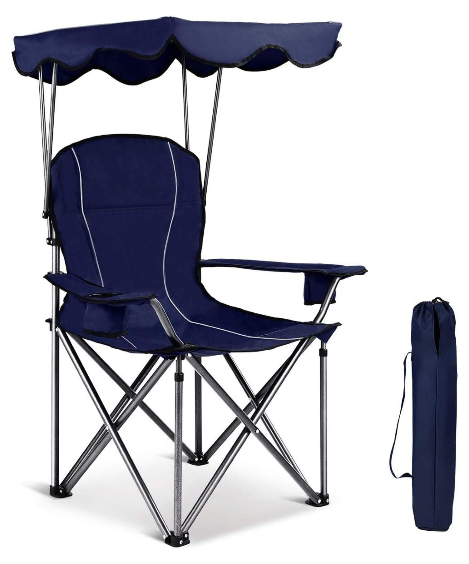 Costway Heavy Duty Outdoor Double Chair with Umbrella Beverage Holder and Shade for Beach and Camping Walmart