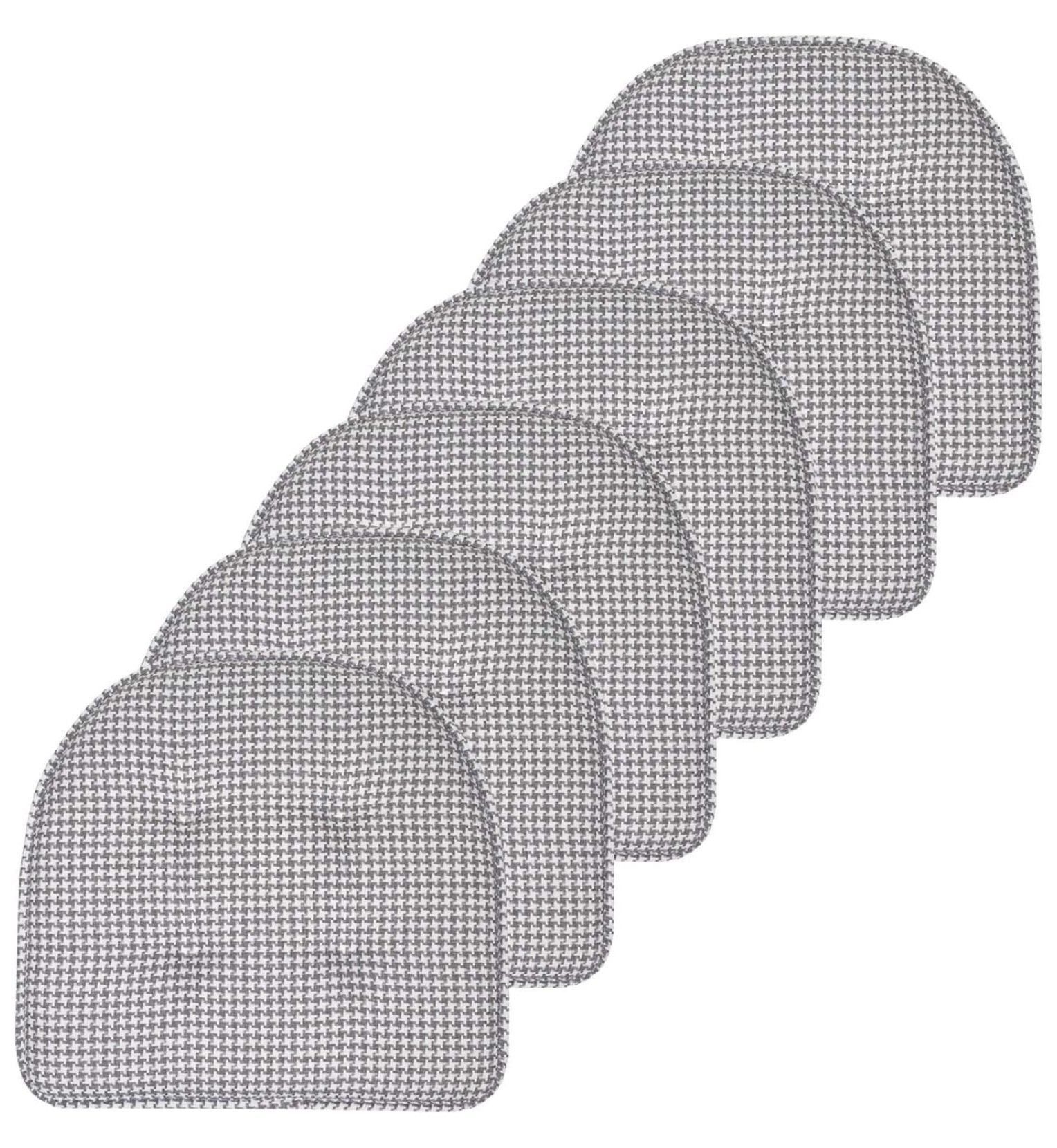 Gray Houndstooth Memory Foam U-Shaped Dining Chair Cushions Set of 6