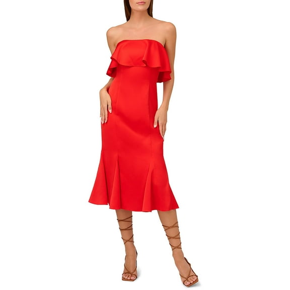 Liv Foster Womens Drapey Satin Cocktail And Party Dress