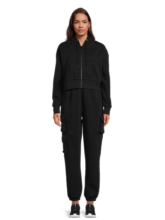 Juniors Cropped Hoodie and Cargo Jogger Pants Set, 2-Piece