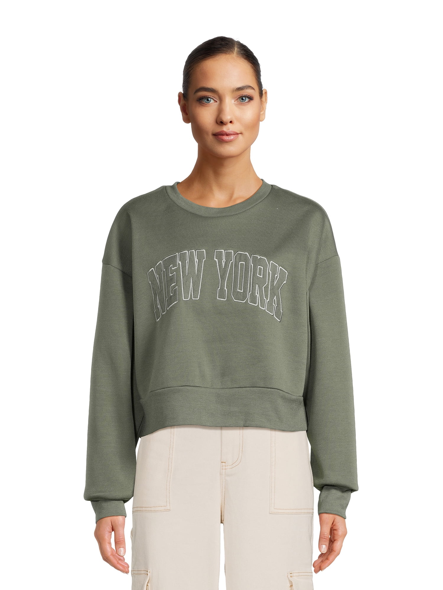 Liv & Lottie Juniors Cropped Varsity Sweatshirt - Walmart.com