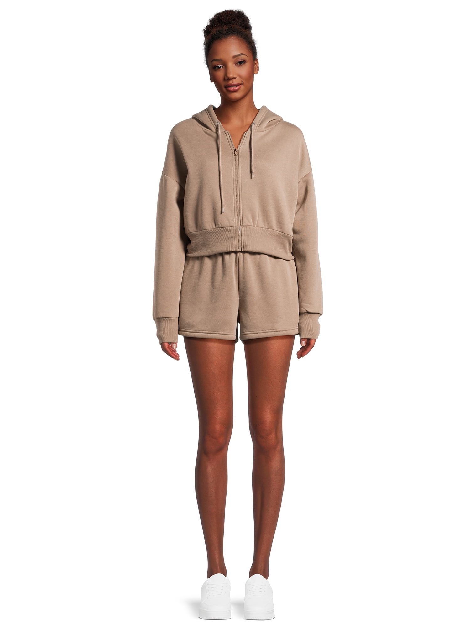 Liv & Lottie Juniors Fleece Zip Up Hoodie and Shorts Set, 2-Piece