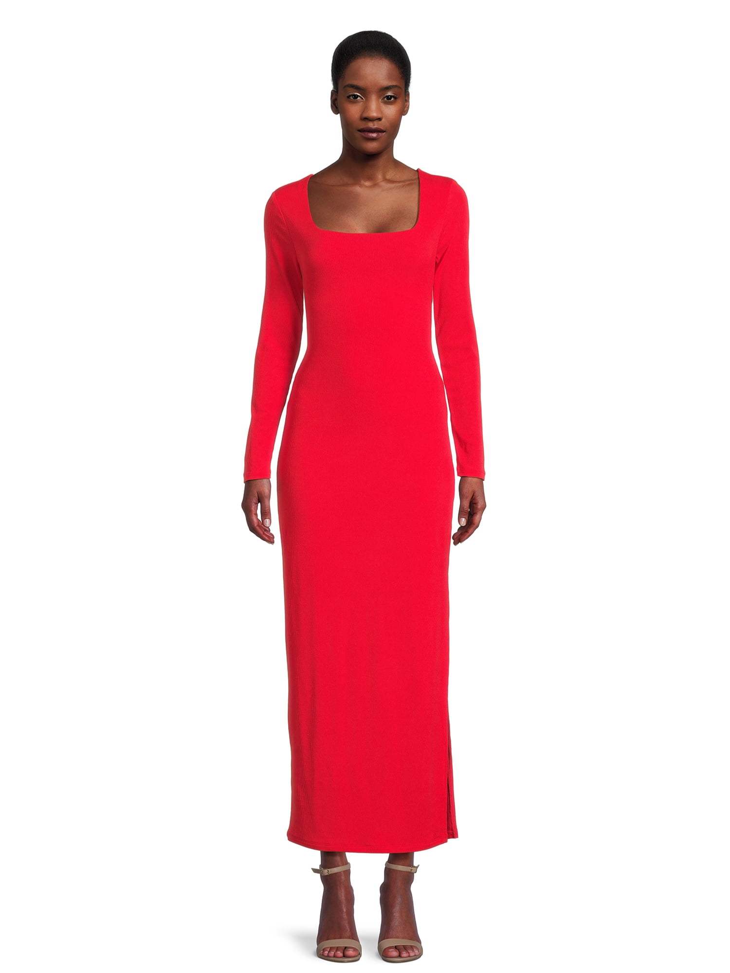 Red bodycon maxi best sale dress