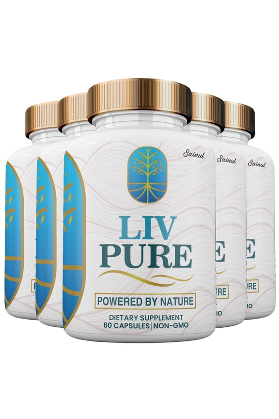 Liv Pure, Liv Pure Powered by Nature, Natural Liver Support Cleanse Recovery Liv Pure Pills, Live Pure Liver Function Extra Strength Official Capsules (5 Pack)