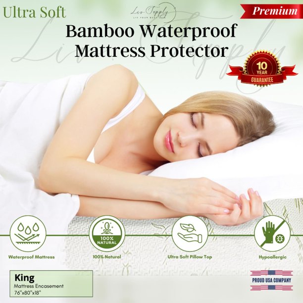 Liv Supply Bamboo Mattress Protector, Premium Waterproof Mattress Cover
