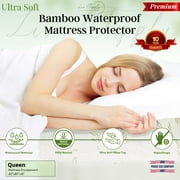 Liv Supply Bamboo Mattress Protector, Premium Waterproof Mattress Cover Deep Pocket Fitted, Breathable Comfortable Hypoallergenic Ultra-Soft Cooling Mattress Pad Cover| Queen