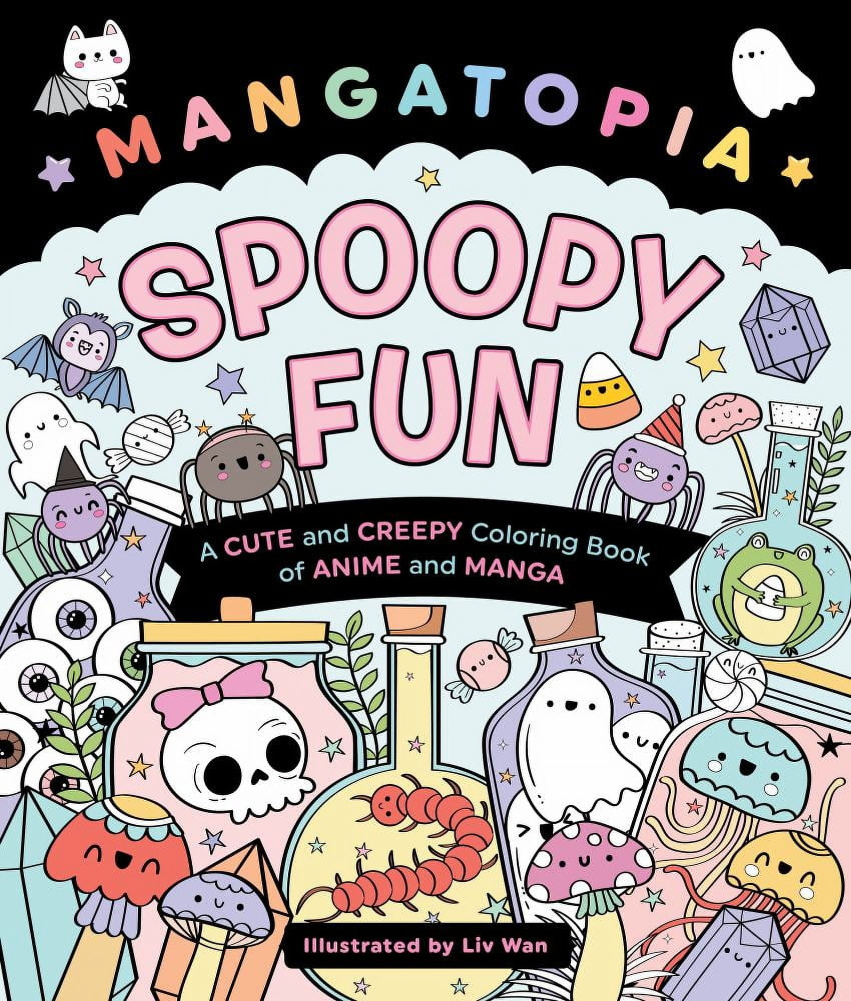 Bazeror Mangatopia: Spoopy Fun: A Cute and Creepy Coloring Book of Anime and Manga, 96 pages (Paperback)