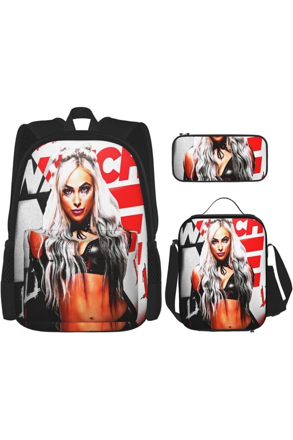 Wrestler Morgan Backpack 3 Pieces Set With Lunch Bag And Pencil Case Combination for Work/Sport/Picnic Comfortable Laptop Backpack Travel Daypack Stationery Bag