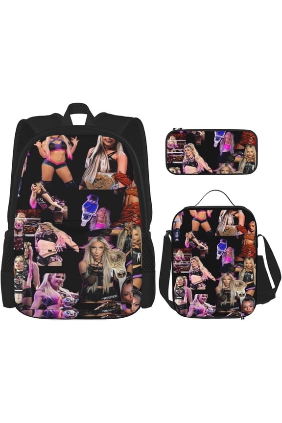 Wrestler Morgan Backpack 3 Pieces Set With Lunch Bag And Pencil Case Combination for Work/Sport/Picnic Lightweight Laptop Backpack Travel Daypack Stationery Bag