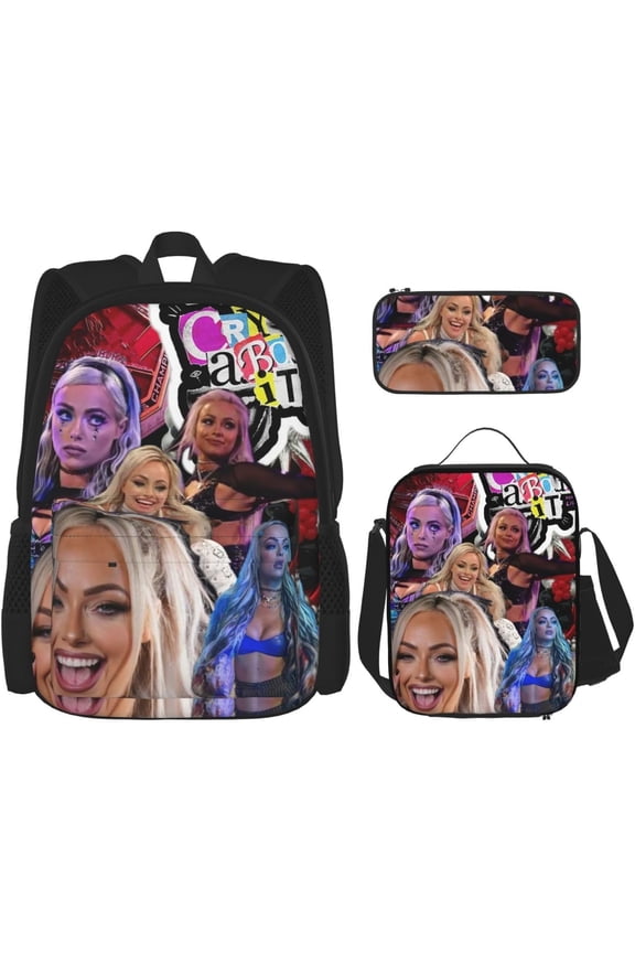 Wrestler Morgan Backpack 3 Pieces Set With Lunch Box And Pencil Case Combination for Work/Sport/Picnic Portable Laptop Backpack Travel Daypack Stationery Bag