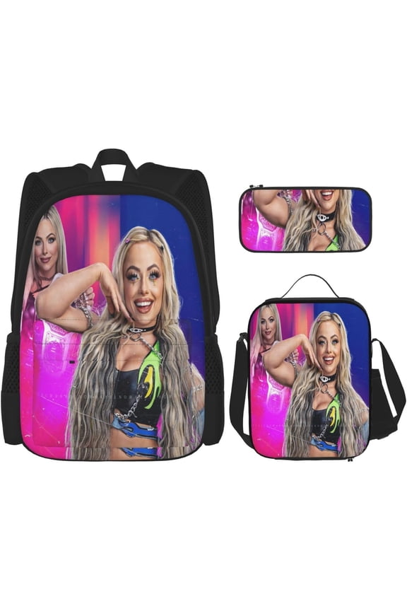 Wrestler Morgan Backpack 3 Pieces Set With Lunch Box And Pencil Pouch Combination for Work/Sport/Picnic Adjustable Laptop Backpack Travel Daypack Stationery Bag